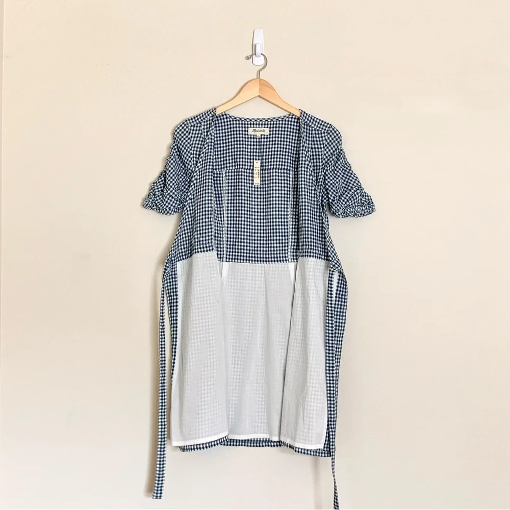Madewell | Gingham Shirred-Sleeve Wrap Dress - Picture 4 of 8